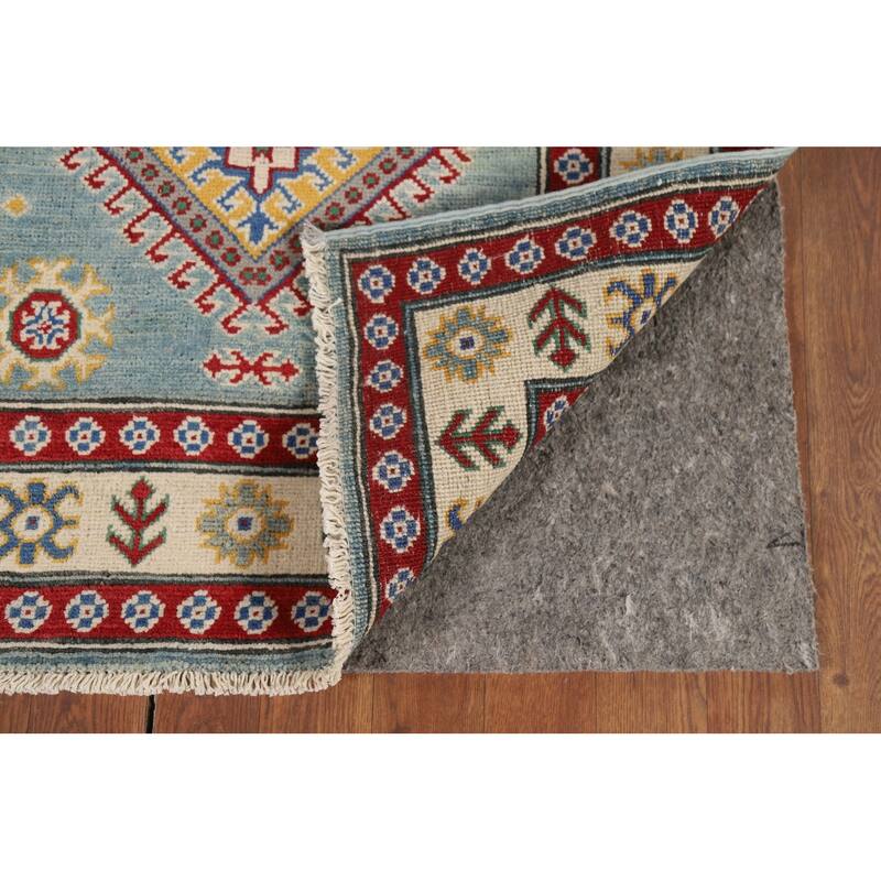 Light Blue Kazak Oriental Runner Rug Hand-Knotted Wool Carpet - 2'11" x 13'9"