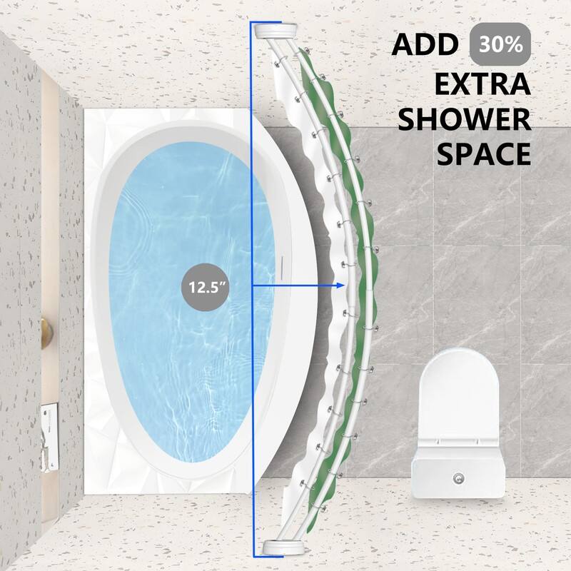 Utopia Alley Rustproof Wall Mounted Aluminum Double Curved Shower Curtain Rod, Screw Mount Rod, Adjustable Rod from 45" to 72"