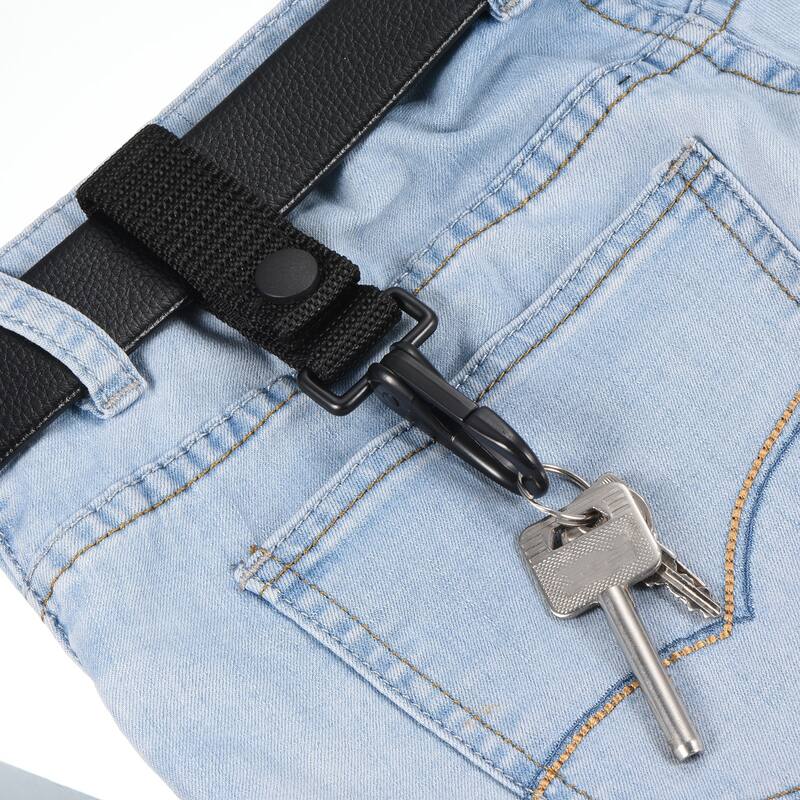 Belt Keeper Set, Nylon Webbing Strap Loop Key Holder with Snaps, Black 5pcs