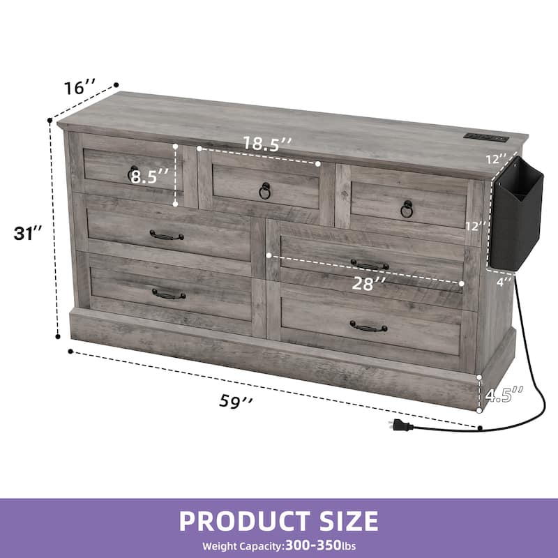 Moasis 7 Drawers Dresser Chest of Drawers Storage Organizer For Bedroom