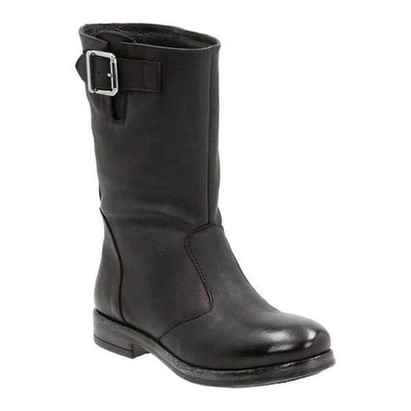 black leather mid calf boots womens
