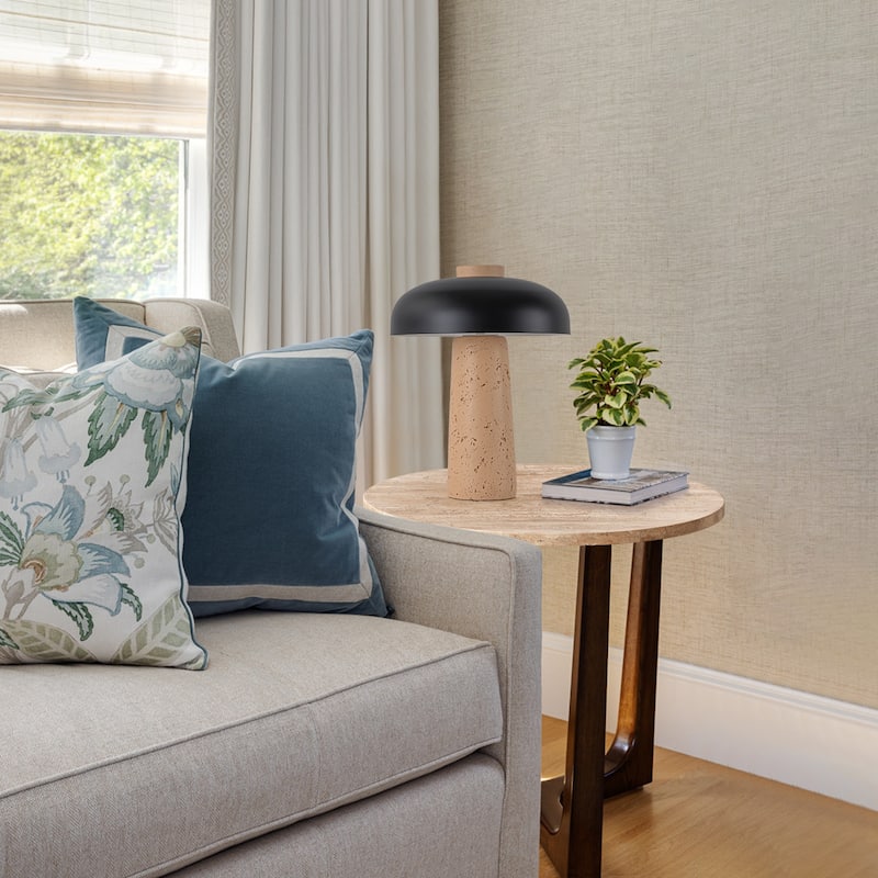 Modern 2-Light Black Mushroom Table Lamp - Bedside Nightstand Lamp for Bedroom, Living Room, Study