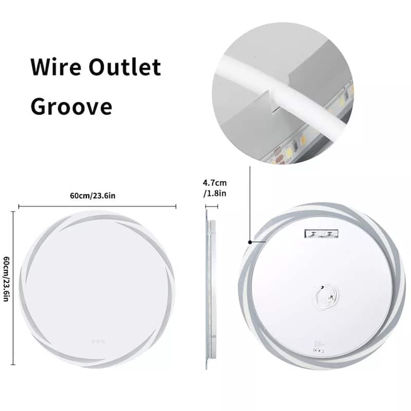 Unique LED Illuminated Round Bathroom Vanity Mirror Anti-Fog Dimmable