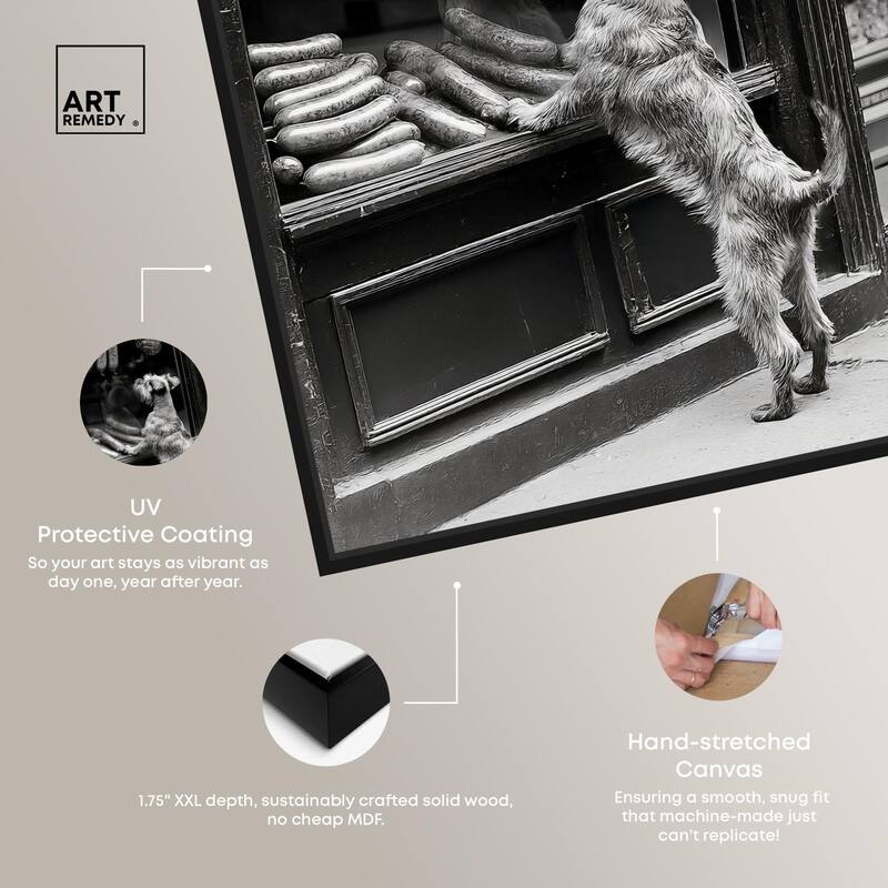 Window Shopping Pup Canvas by Art Remedy