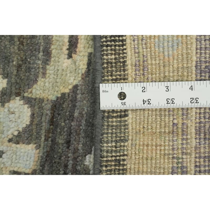 Vegetable Dye Wool Oushak Turkish Area Rug, Floral geometric Carpet - 9' 8'' X 7' 11''