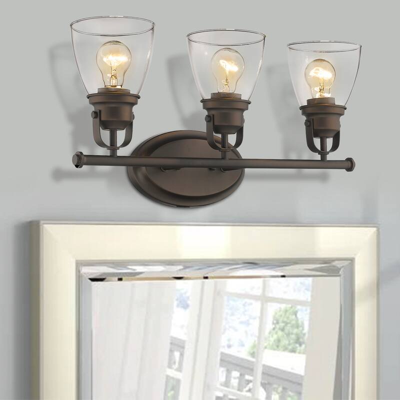 3-Light Vanity Lights,Oil Rubbed Bronze Finish - 21.4"L x 7.1"W x 10.8"H