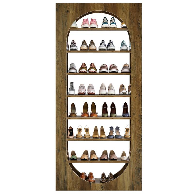 8-Tier Arched Shoe Rack, Wooden Shoe Cabinet, Large Capacity Shoe Organizer for Closet, Entryway, Hallway, Living Room