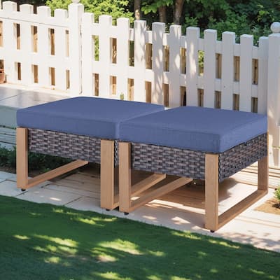 Gymojoy Outdoor Rattan Wicker Ottoman Seat Weather-resistance