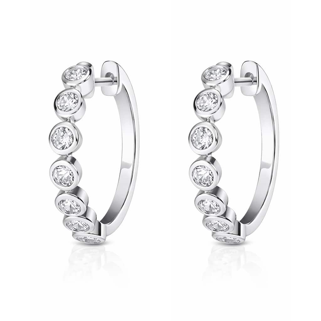 Auriya 14k Gold Lab Grown Diamond Round Bezel Hoop Earrings 1.00 to 4.00 ct. tw. (F-G VS) - White