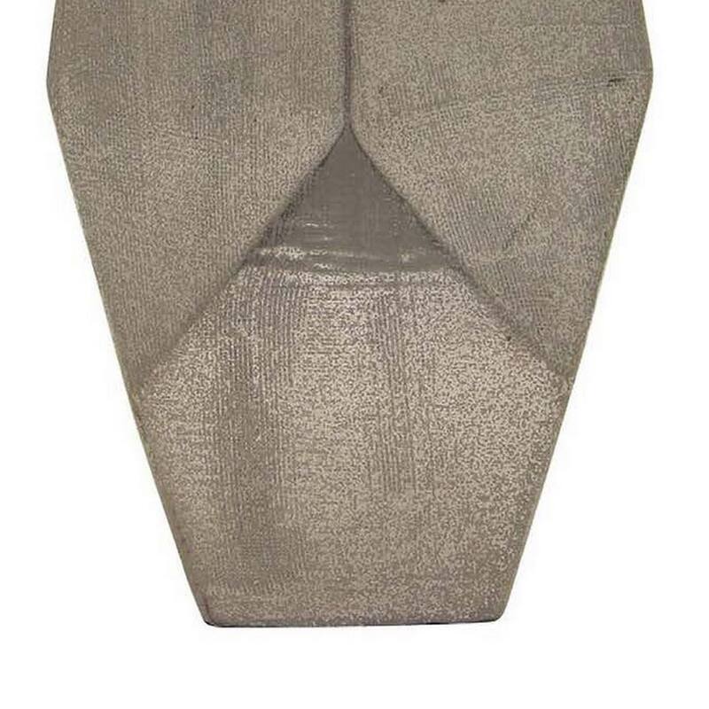 Accent Flower Vase, Geometric Stone Design 20 Inch Silver Gray Ceramic
