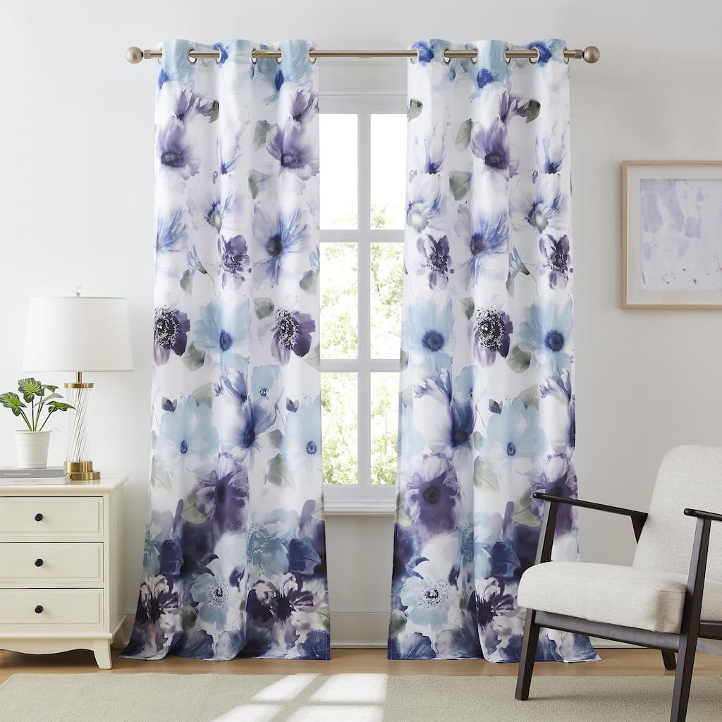 Nanshing Leela Set of 2 Floral Grommet Grommet Curtains - 37" X 84"
