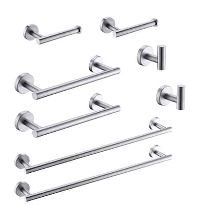 8-Pieces Brushed Nickel Bathroom Accessories Set, Stainless Steel Bathroom Hardware Set, Bath Towel Bar Set - Brushed Nickel