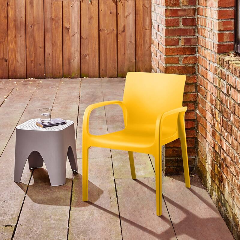 Alissa Resin Stackable All-Weather Dining Armchair, Set of 2