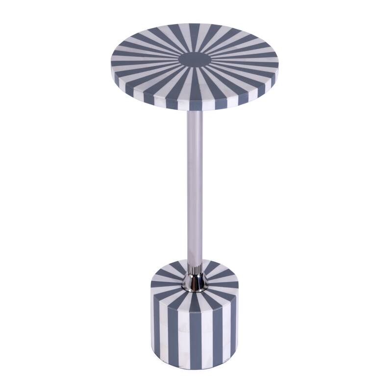 Zane Brass and Bone Inlay Side Round Side Table - Gray Bone