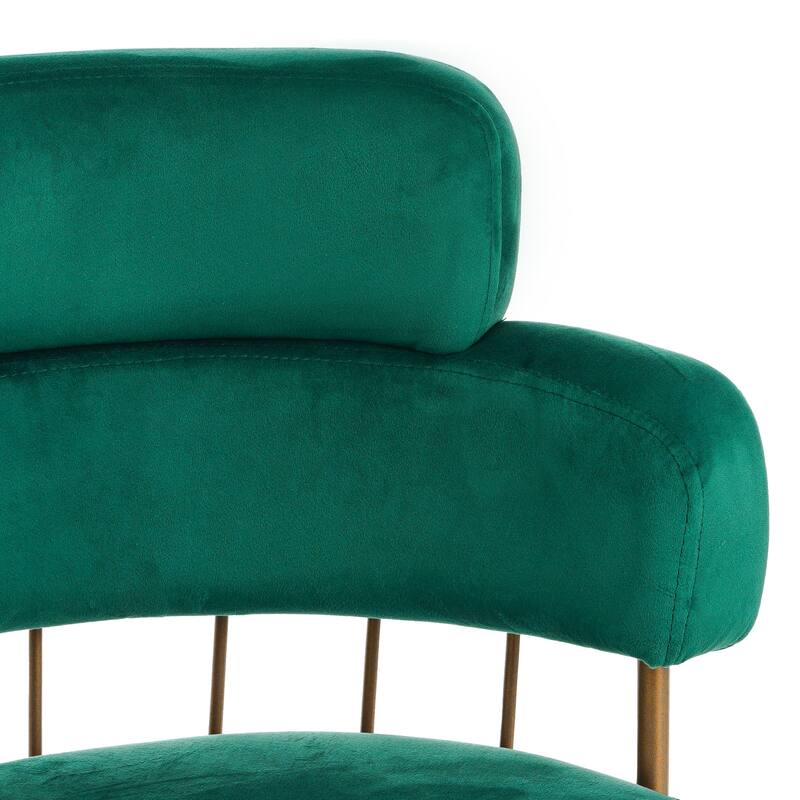 Roomfitters 26-Inch Swivel Counter Height Bar Stools Set of 2, Modern Industrial Upholstered Bucket Seat with Golden Legs, Green