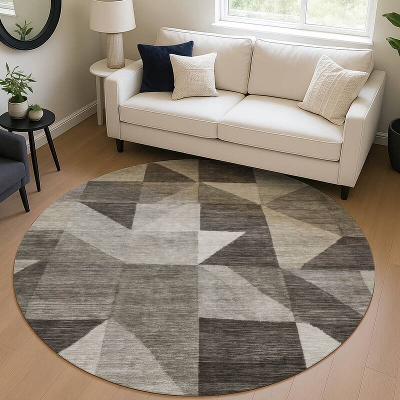 Machine Washable Indoor/ Outdoor Geo Rubi Chantille Rug