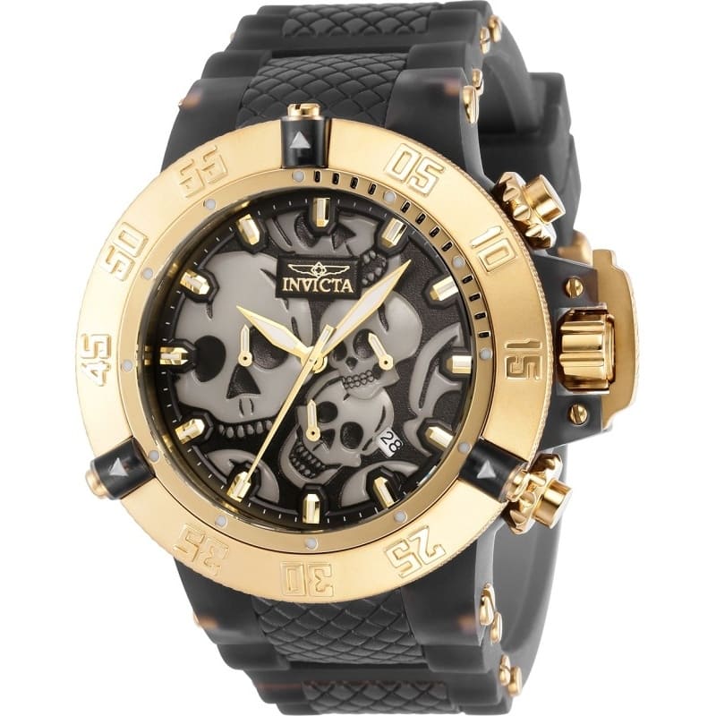 Invicta Men's 37327 Subaqua Quartz Chronograph Black, White, Gold Dial Watch - Black