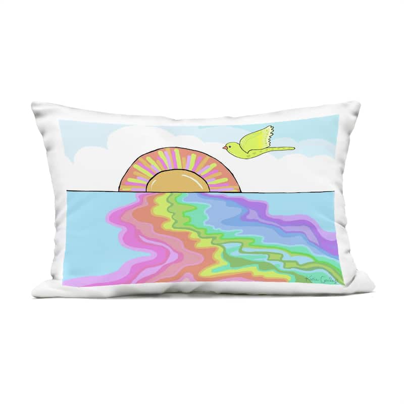 Stupell Swirling Rainbow Sea Reflection Printed Outdoor Throw Pillow Design by Katie Conley - Accent - Polyester - Blue - Single