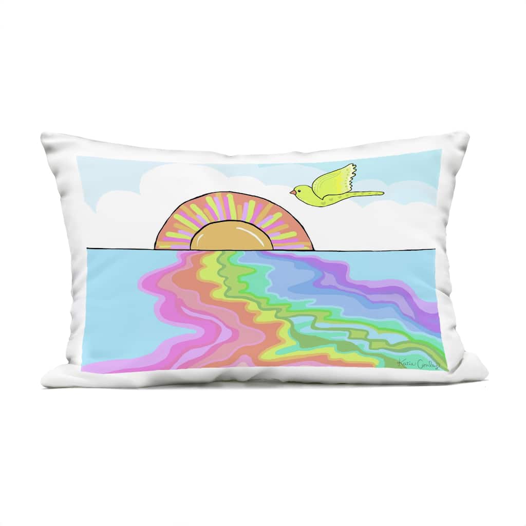 Stupell Swirling Rainbow Sea Reflection Printed Outdoor Throw Pillow Design by Katie Conley