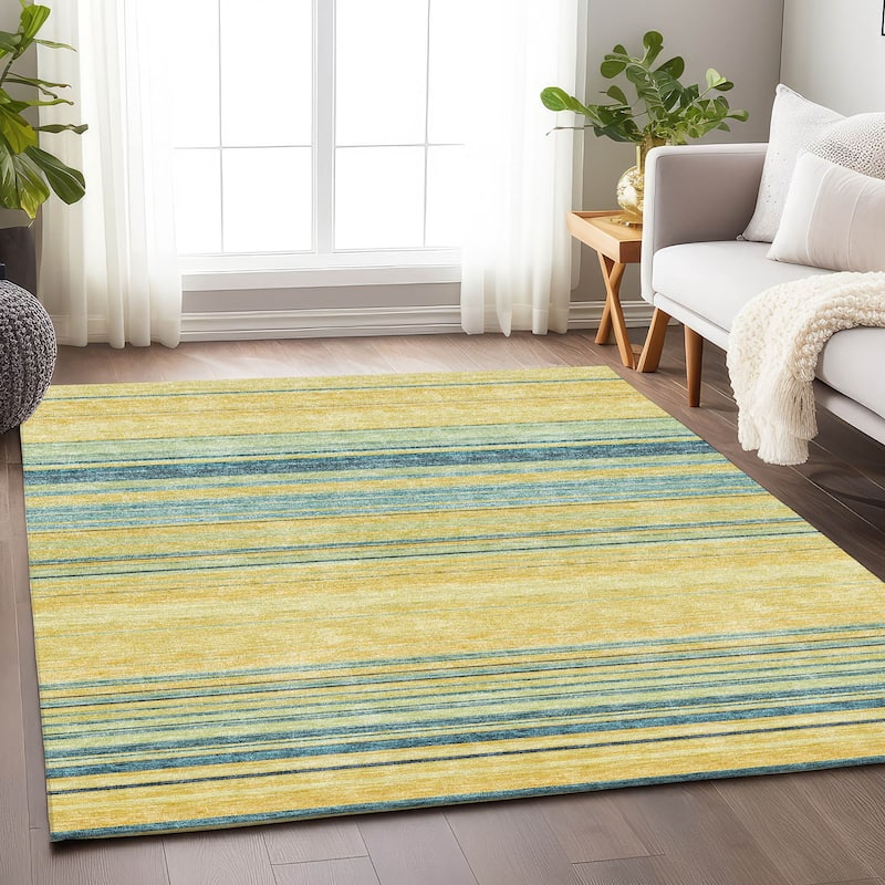 Premium Washable Super Soft Modern Stripes Mayfield Rug - Yellow - 3' x 5'