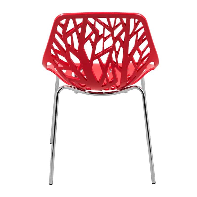 Asbury Stackable Dining Chair with Chrome Legs Side Chair with Modern Cut-Out Design Backrest