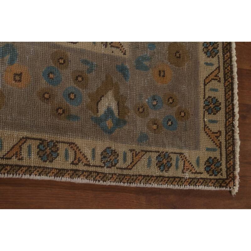 Distressed Brown Over-Dyed Tabriz Persian Vintage Rug - 6'8"x 9'6"