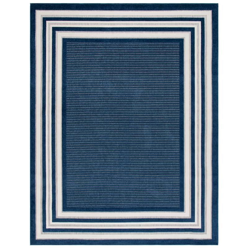 SAFAVIEH Cabana Pratima Indoor/Outdoor Waterproof Patio Backyard Rug - 9' x 12' - Blue/Ivory