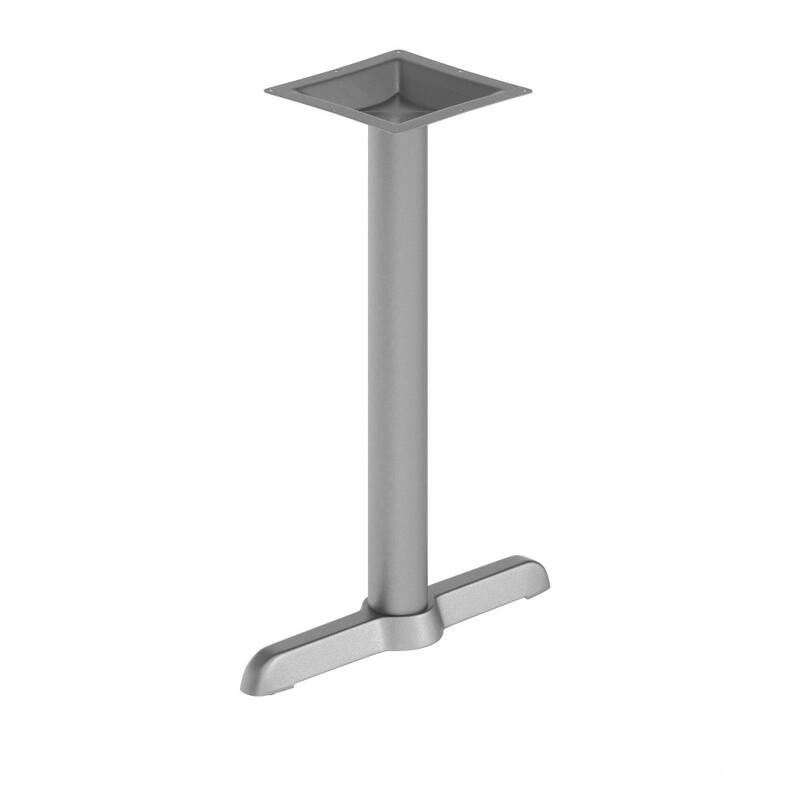 5" x 22" Restaurant Table T-Base with 3" Dia. Table Height Column - 5"D x 22"W x 28"H - Silver