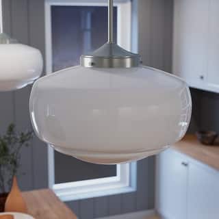Hunter 16" Saddle Creek 1 Light Pendant / Semi-Flush Mount Ceiling Light - Entry, Kitchen Island, Dining Room - Schoolhouse
