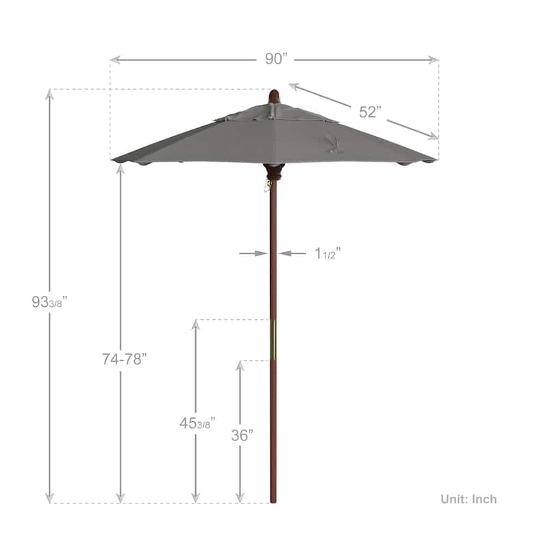 Port Lavaca 7.5ft Round Sunbrella Wooden Patio Umbrella by Havenside Home, Base Not Included