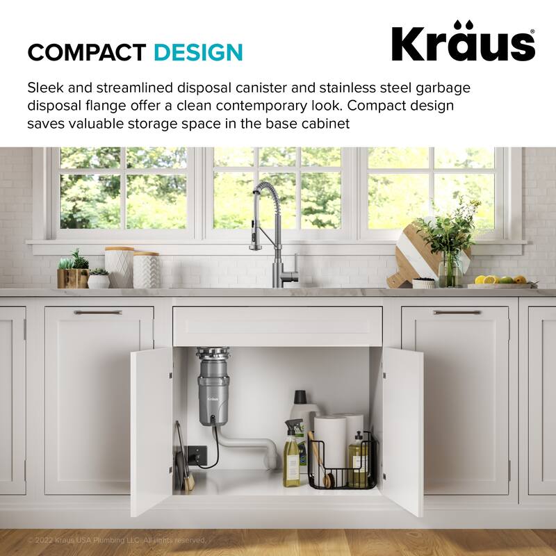 KRAUS WasteGuard Continuous Feed Garbage Disposal for Kitchen Sinks