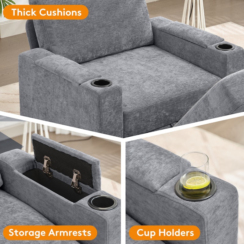 U-shaped Chenille Sectional Modular Sofa with 2 Ottomans & Storage Inside