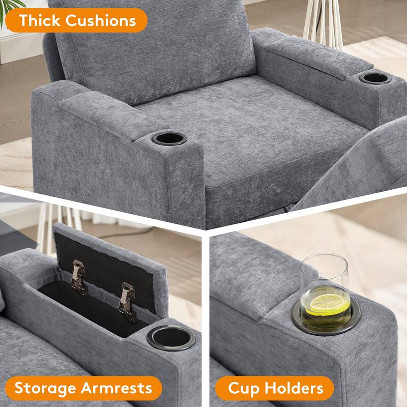 Chenille Sectional Sofa, Hidden Storage & Modular Design