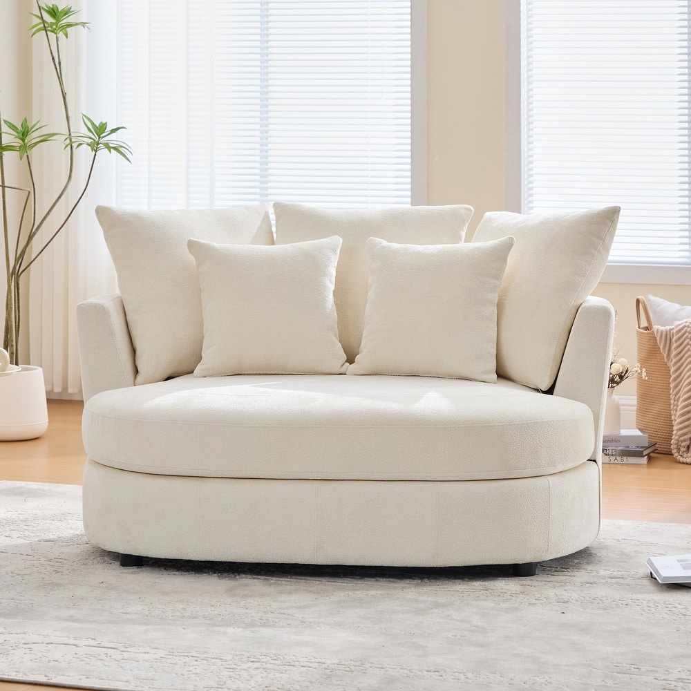 55.1" W Accent Barrel Chair,Modern Oversized Sofa Chair with 5 Pillows