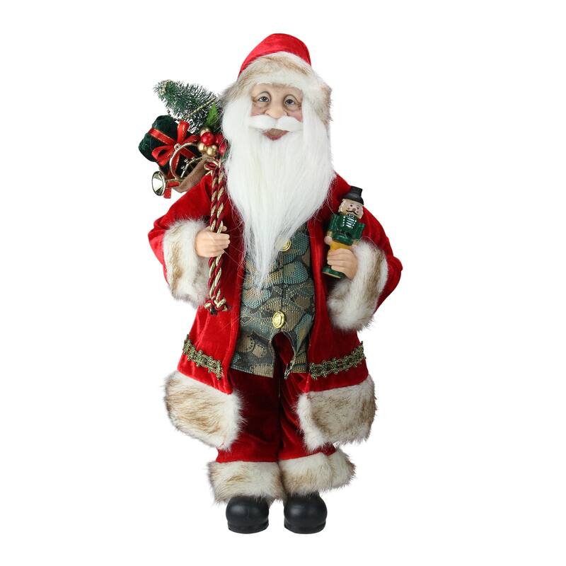 18" Red and White Standing Santa Claus Christmas Figure