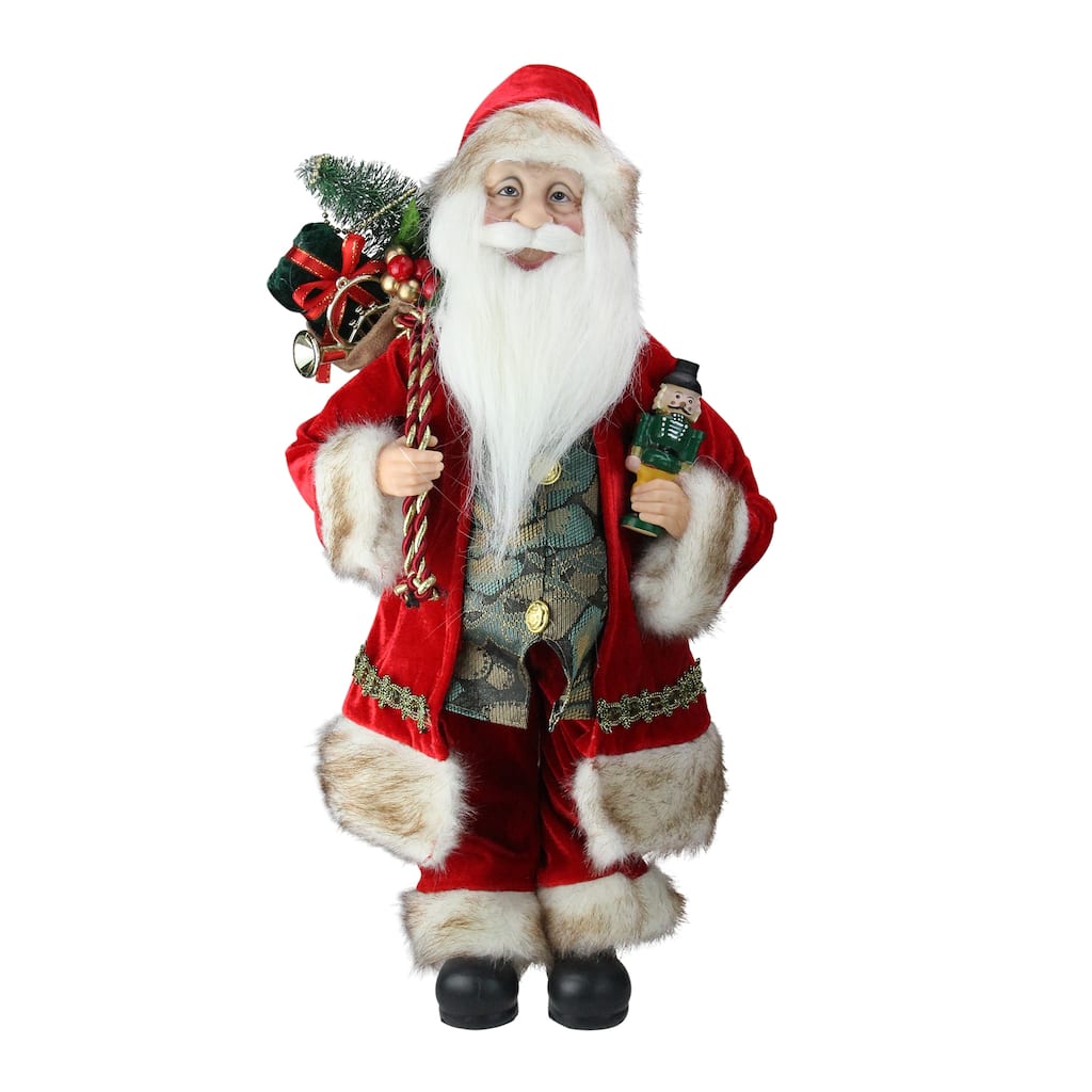 18" Red and White Standing Santa Claus Christmas Figure