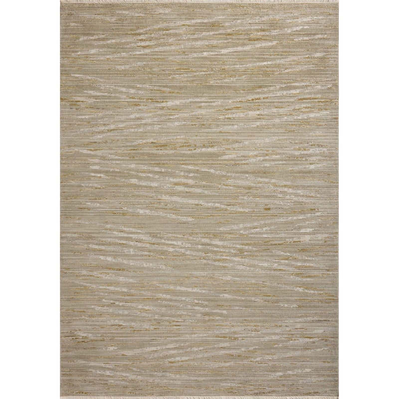 Alexander Home Bradley Modern Micro Fringe Area Rug - 2' 6" x 10' - Sage / Gold - Runner