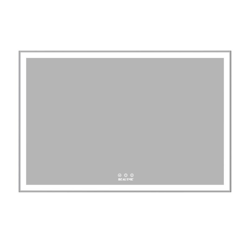 60 in. W x 40 in. H Large Rectangular Framed Anti-Fog Wall Mounted LED Bathroom Vanity Mirror