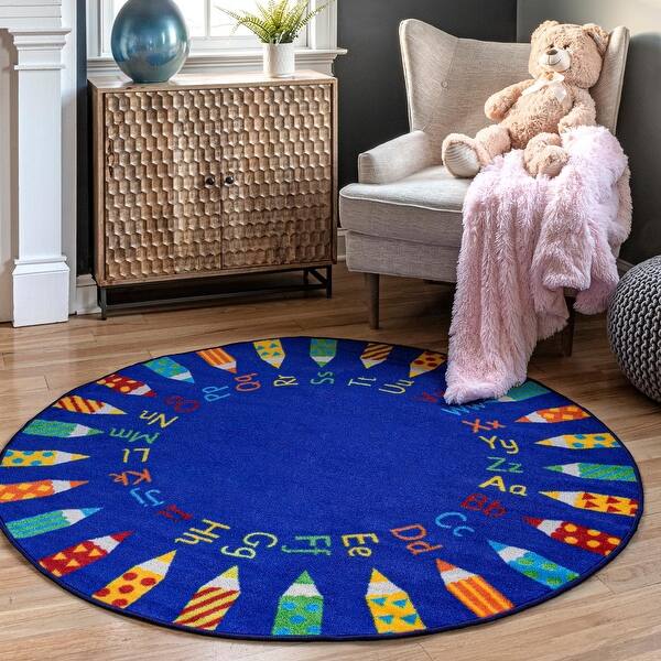 Shop Nuloom Blue Contemporary Alphabet Kids Area Rug Overstock 11687492