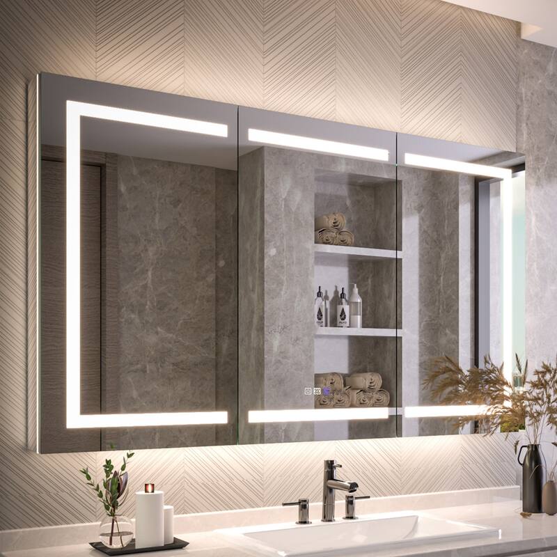 Modland 48"-72"W x 36"H Lighted Bathroom Medicine Cabinet with Backlit & Frontlit Modes,Anti-Fog