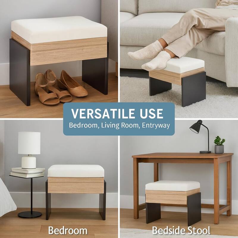 Modern Chenille Upholstered Bench with Foam Padding and MDF Frame