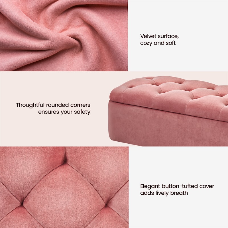 Yaheetech Modern Upholstered Ottoman Footstool Bench with Storage - 42.7"×14.6"×19"