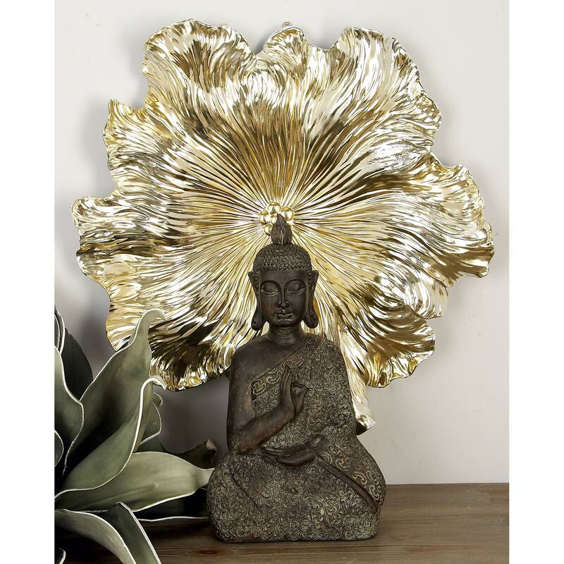 Gold Polystone 3D Floral Home Wall Decor (Set of 3)