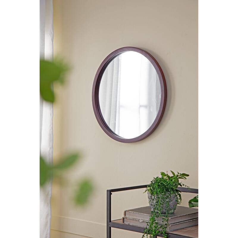 20" x 20" Circle Wall Mirror with Wooden Frame,Wall Mirror for Living Room Dining Room