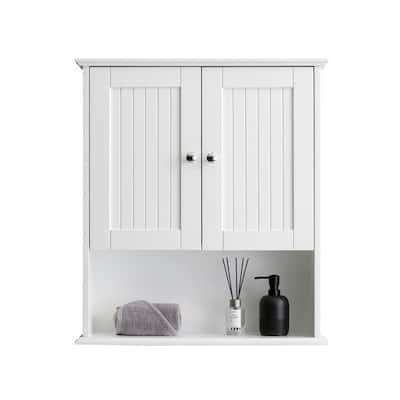 MEDUNJESS Wall Mounted Bathroom Cabinet With 2 Cabinet Doors And 1 Open Shelf - 26''