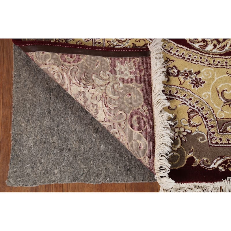 Burgundy Red Aubusson Turkish Rug Machine Made Carpet - 6'7" x 9'9"