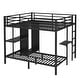 preview thumbnail 10 of 9, King Over Twin XL Metal Bunk Bed with Integrated Desk and Wardrobe, Space Saving Frame with Storage Shelves