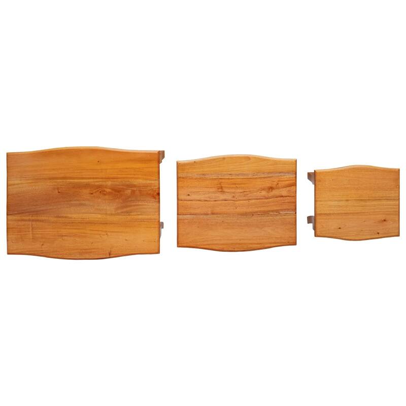 vidaXL Nesting Side Tables 3 pcs Natural Solid Mahogany Wood - 23.62 x 17.72 x 23.82 in
