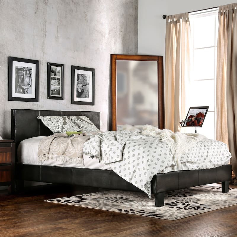 Furniture of America Lala Contemporary Brown Full Faux Leather Kids Platform Bed