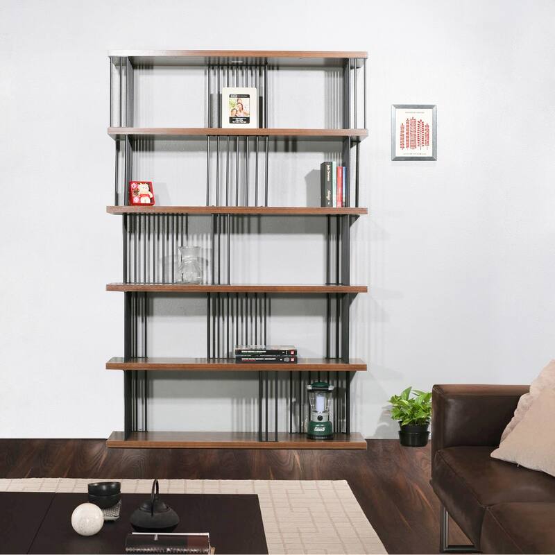 DAVEE Modern & Contemporary Antique Wood 5-tier Bookcase - 72.64*47.24*11.81 inches